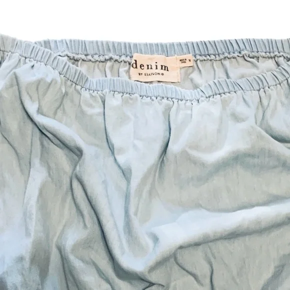 Light blue off the shoulder dress, with pockets and an adjustable waist, flowy - Picture 4 of 8